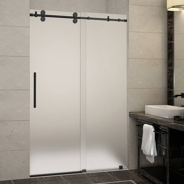 Aston Langham 60 X 75 Single Sliding Frameless Shower Door And Reviews